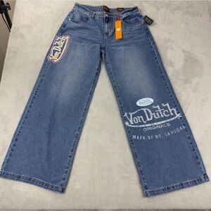 NWT Von Dutch Wide Leg Logo Jeans SZ 27